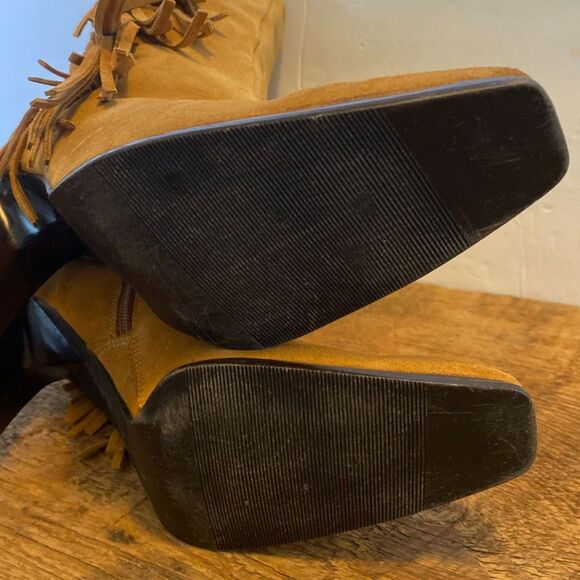 Predictions Boho Leather Fringed High Heel Boots Women Size 7.5 - Picture 9 of 10